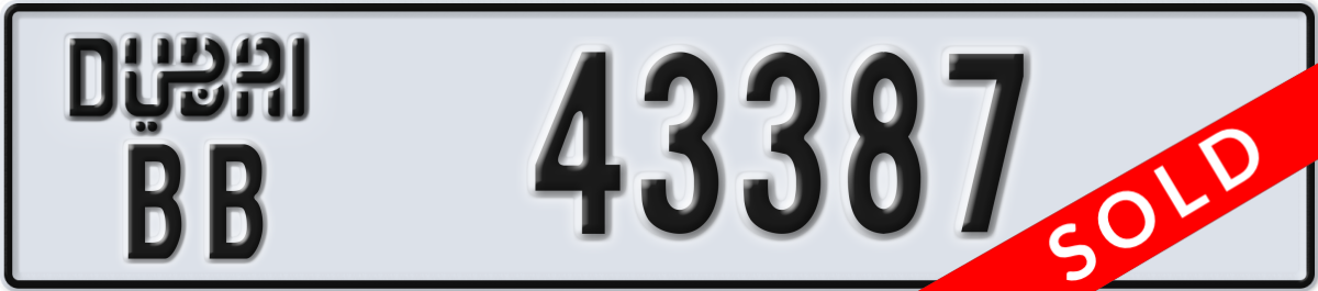 dubai License Plate Number 43387 Code BB