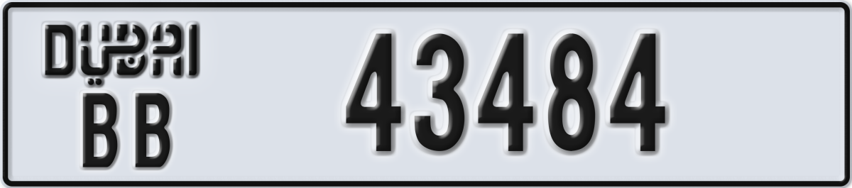dubai License Plate Number 43484 Code BB