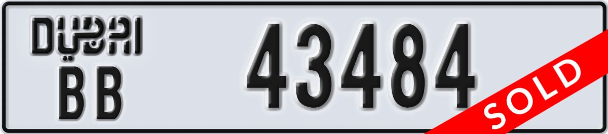 dubai License Plate Number 43484 Code BB