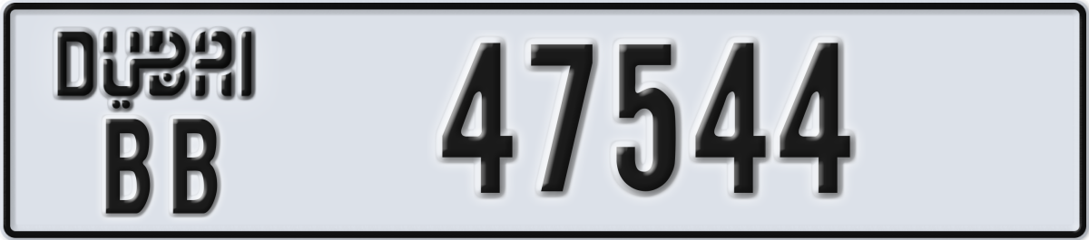 dubai License Plate Number 47544 Code BB