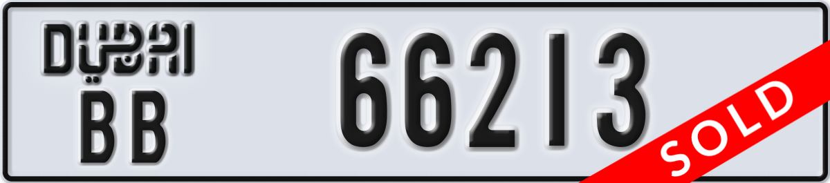 dubai License Plate Number 66213 Code BB