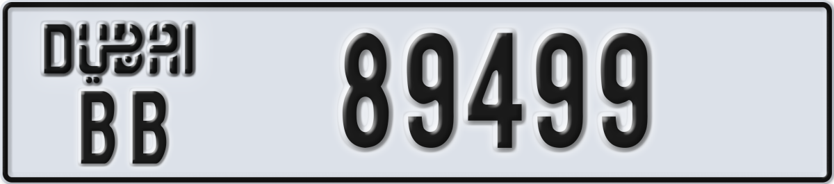 dubai License Plate Number 89499 Code BB