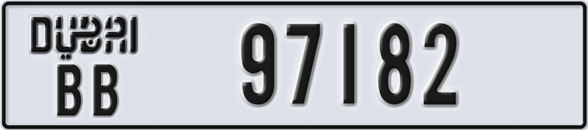 dubai License Plate Number 97182 Code BB