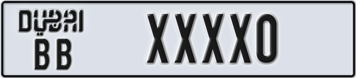 dubai License Plate Number XXXX0 Code BB