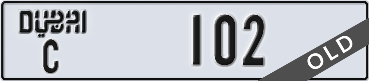 dubai License Plate Number 102 Code C