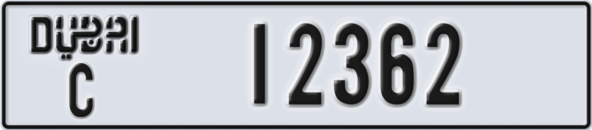 dubai License Plate Number 12362 Code C