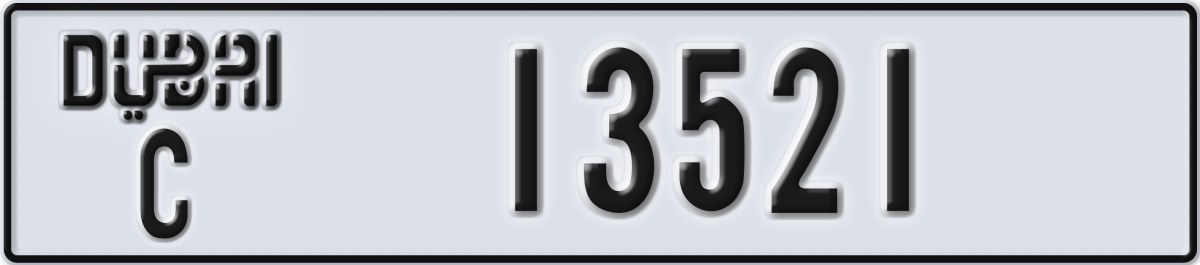 dubai License Plate Number 13521 Code C