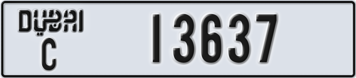 dubai License Plate Number 13637 Code C