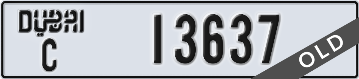 dubai License Plate Number 13637 Code C