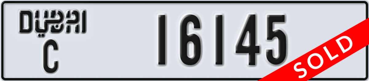 dubai License Plate Number 16145 Code C