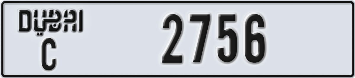 dubai License Plate Number 2756 Code C