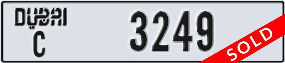dubai License Plate Number 3249 Code C