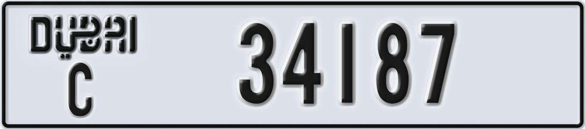 dubai License Plate Number 34187 Code C