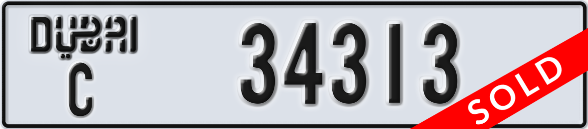 dubai License Plate Number 34313 Code C