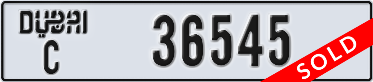 dubai License Plate Number 36545 Code C