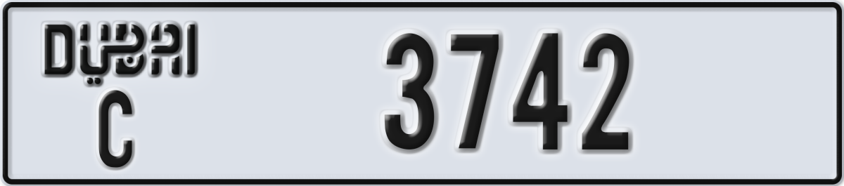 dubai License Plate Number 3742 Code C