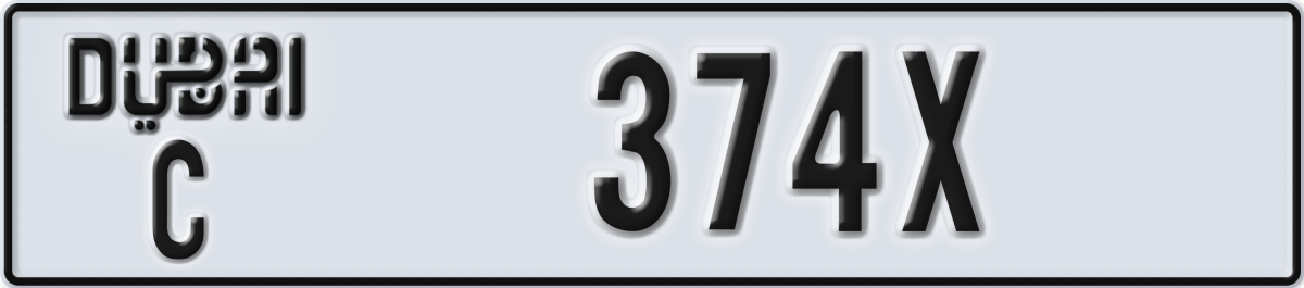 dubai License Plate Number 374X Code C