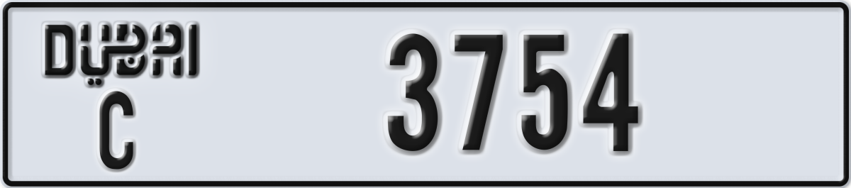 dubai License Plate Number 3754 Code C