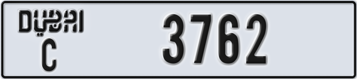 dubai License Plate Number 3762 Code C