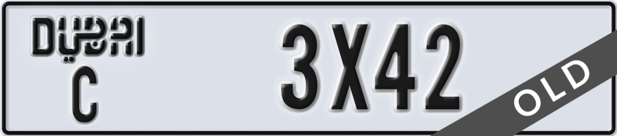 dubai License Plate Number 3X42 Code C