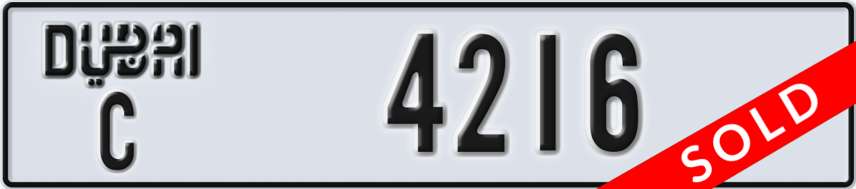 dubai License Plate Number 4216 Code C