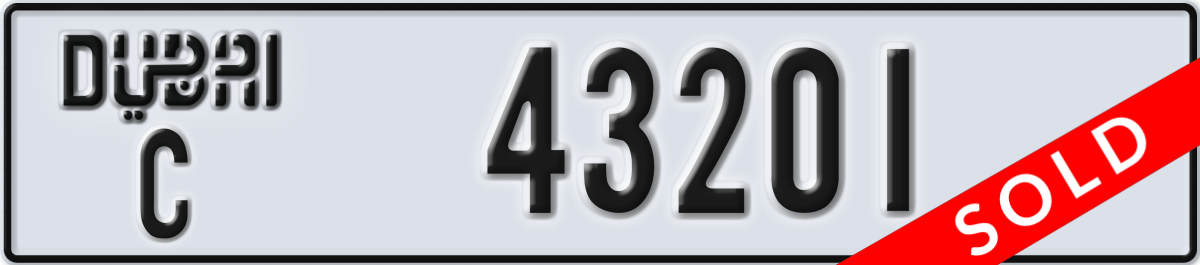 dubai License Plate Number 43201 Code C