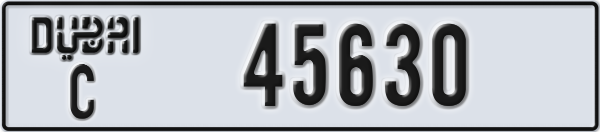 dubai License Plate Number 45630 Code C