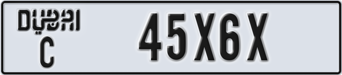 dubai License Plate Number 45X6X Code C