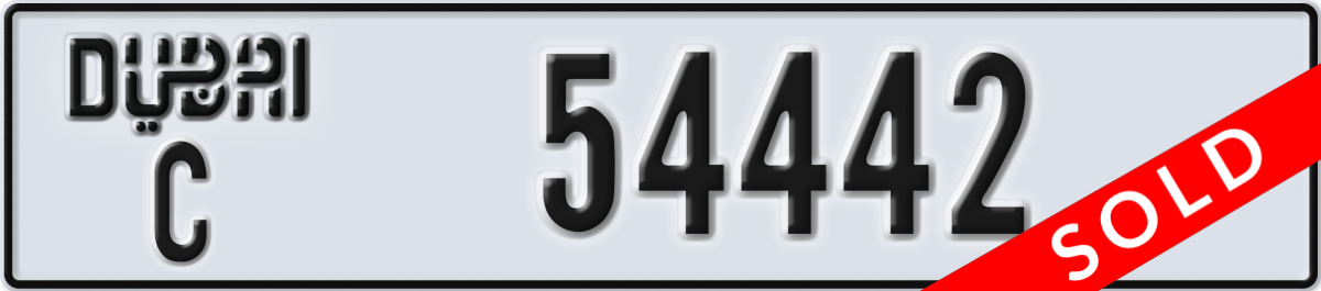 dubai License Plate Number 54442 Code C