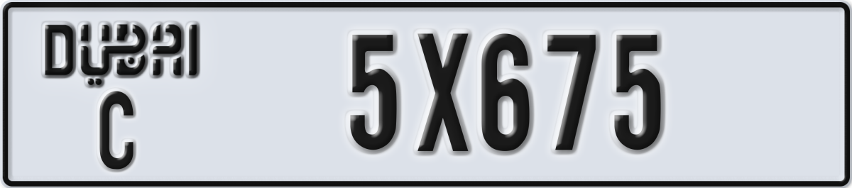 dubai License Plate Number 5X675 Code C
