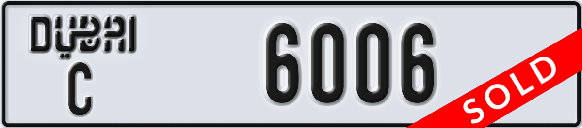 dubai License Plate Number 6006 Code C