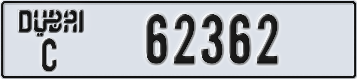 dubai License Plate Number 62362 Code C