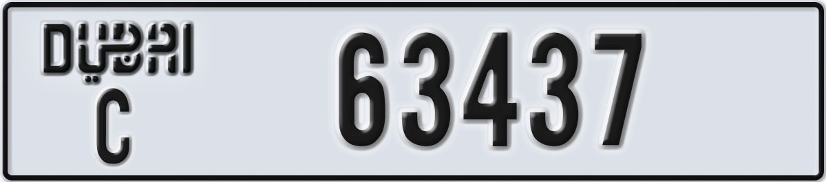 dubai License Plate Number 63437 Code C