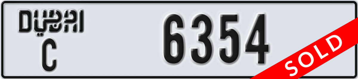 dubai License Plate Number 6354 Code C