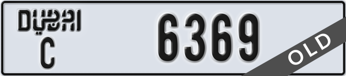 dubai License Plate Number 6369 Code C