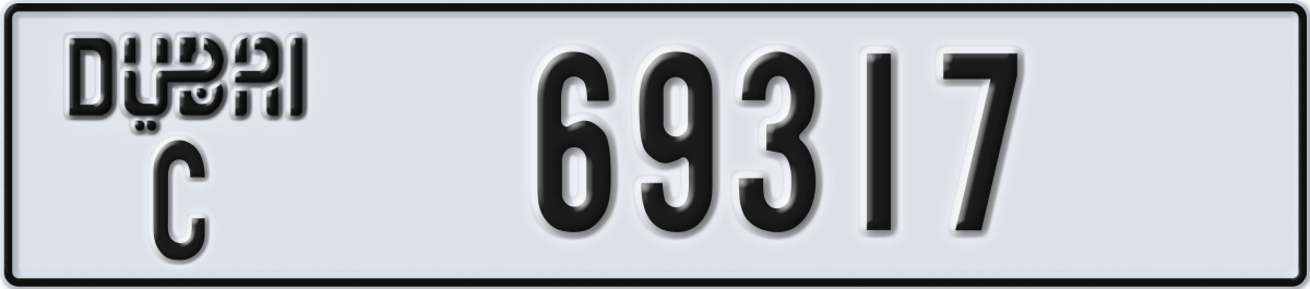 dubai License Plate Number 69317 Code C