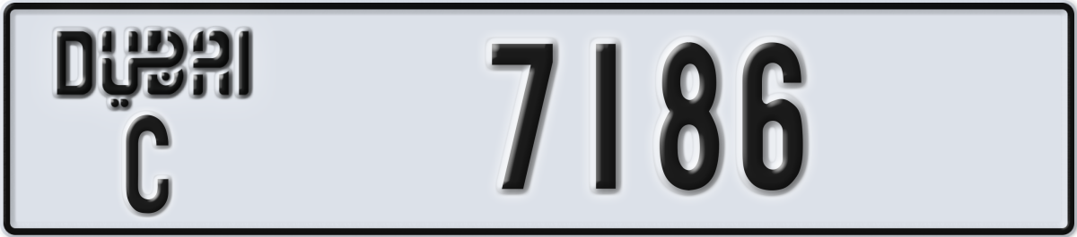 dubai License Plate Number 7186 Code C