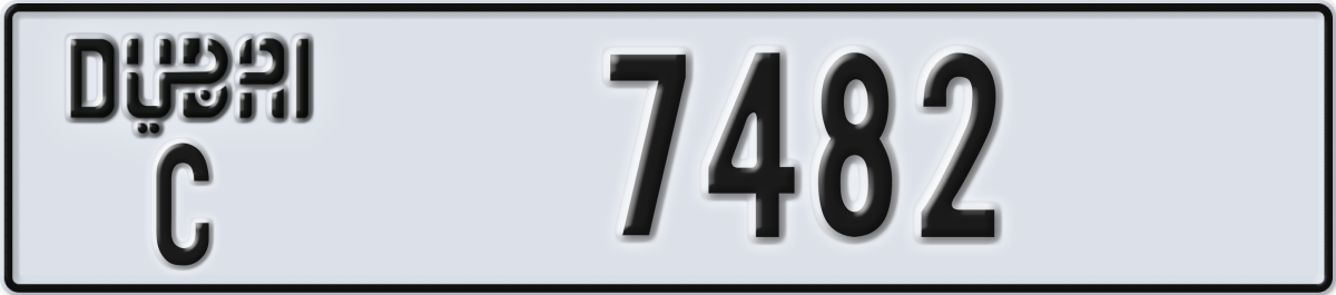 dubai License Plate Number 7482 Code C