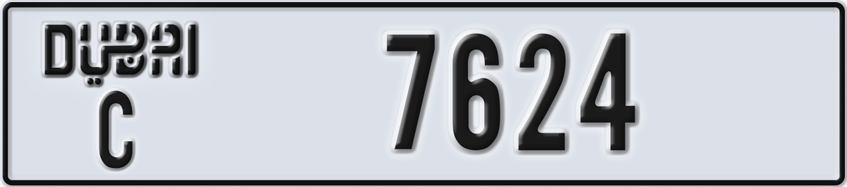 dubai License Plate Number 7624 Code C