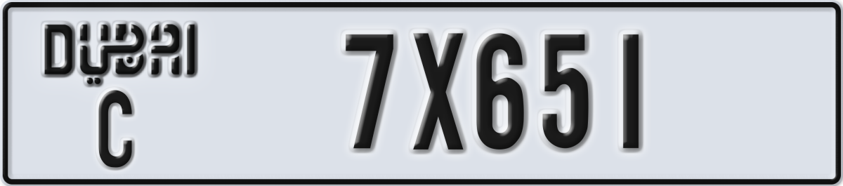 dubai License Plate Number 7X651 Code C