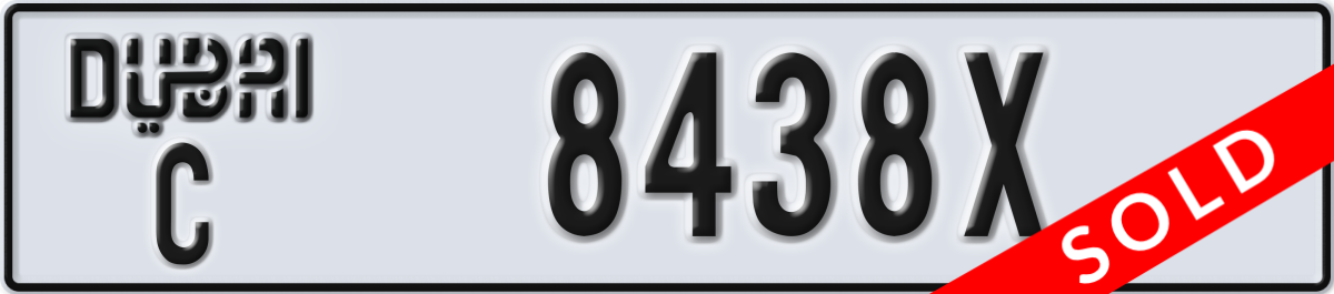 dubai License Plate Number 8438X Code C