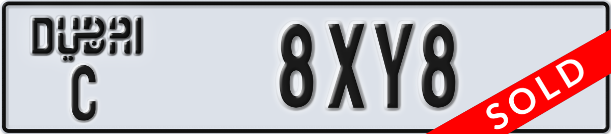 dubai License Plate Number 8XY8 Code C
