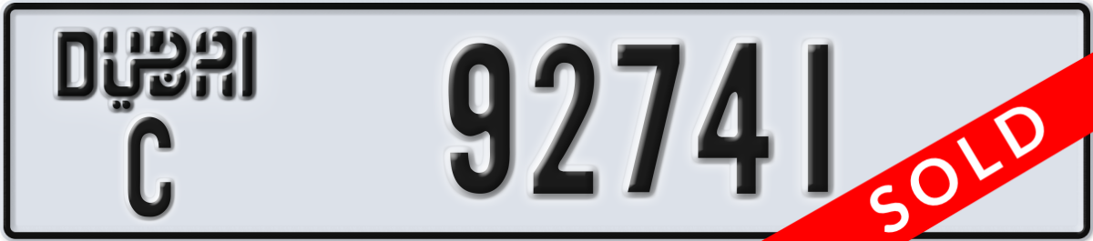 dubai License Plate Number 92741 Code C