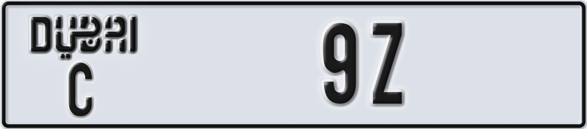 dubai License Plate Number 9Z Code C