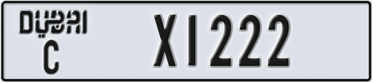 dubai License Plate Number X1222 Code C