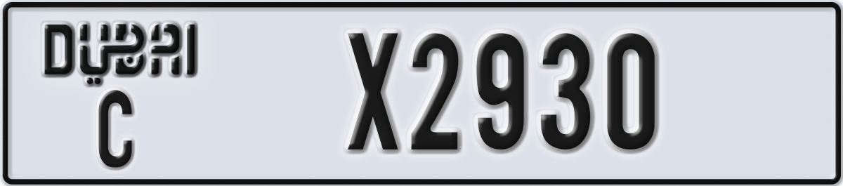 dubai License Plate Number X2930 Code C
