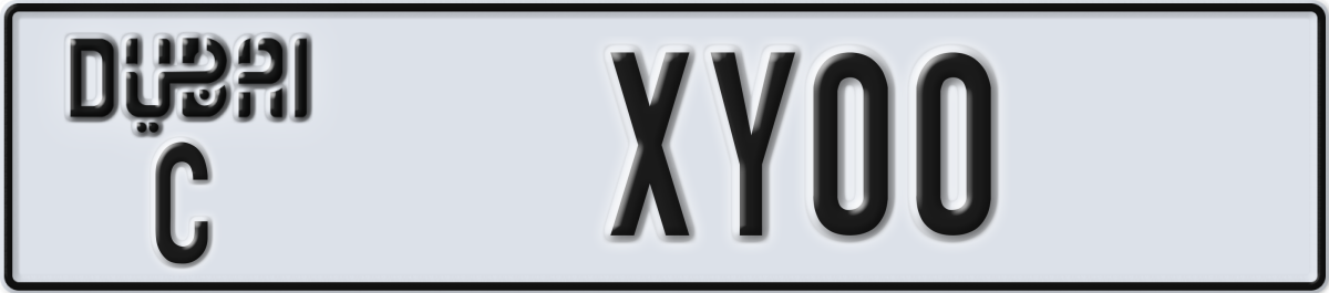 dubai License Plate Number XY00 Code C