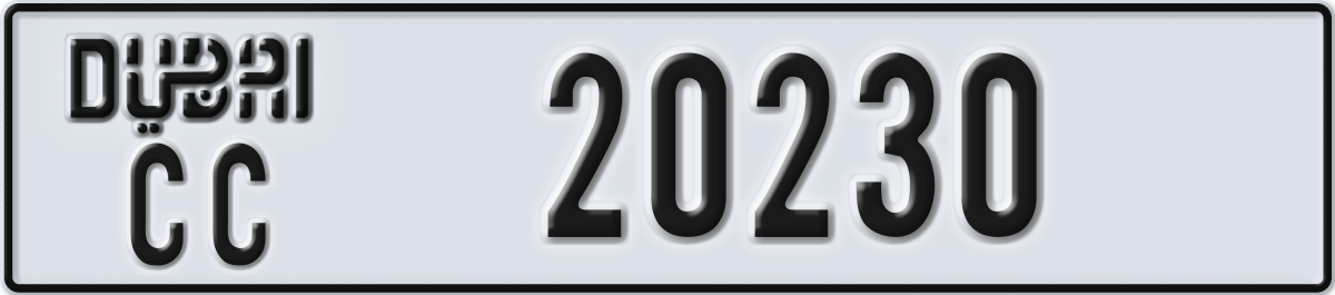 dubai License Plate Number 20230 Code CC