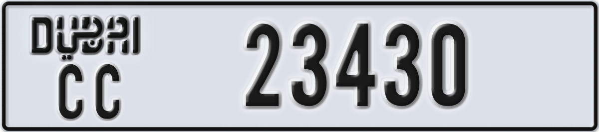 dubai License Plate Number 23430 Code CC