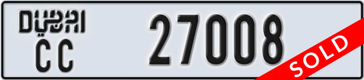 dubai License Plate Number 27008 Code CC